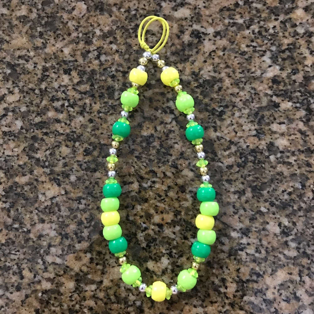 Handmade Green Beaded Phone Charm